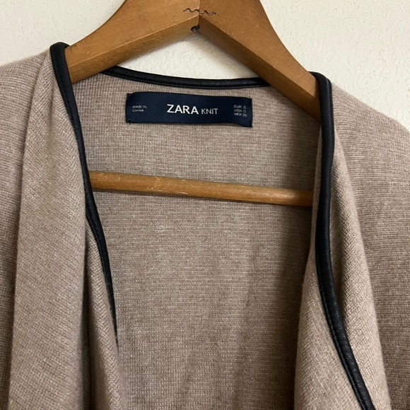 Zara Knit Oatmeal Open Front Sweater Coat size small - Picture 2 of 7